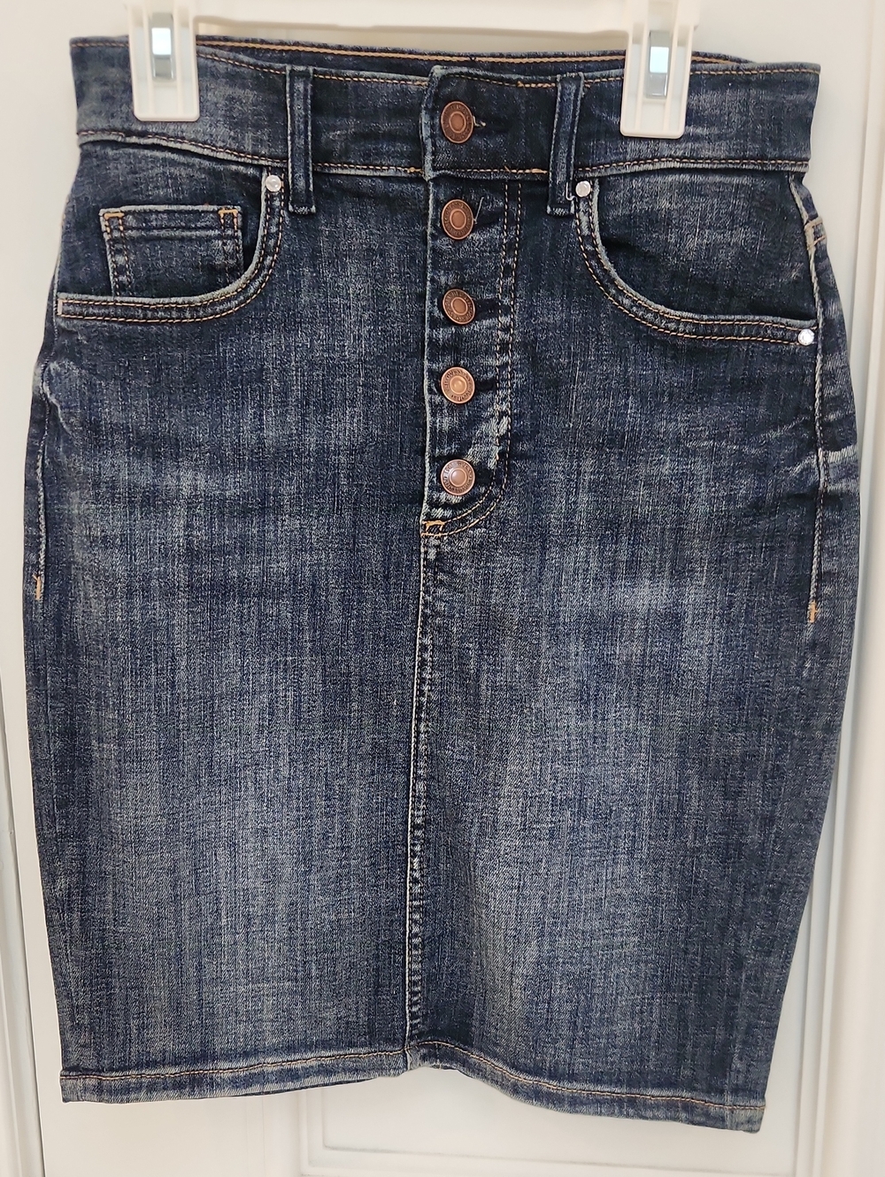 Guess Dark Blue High-Rise Button-Front Denim Skirt